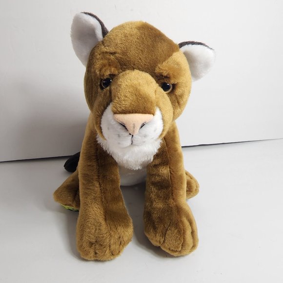 Wild Republic Mountain Lion Cougar Brown Stuffed Animal Plush 10" - Picture 1 of 7